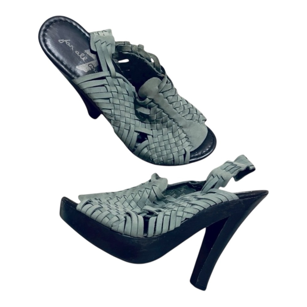 7 For All Mankind Women’s 10 Olive Green Woven Heels